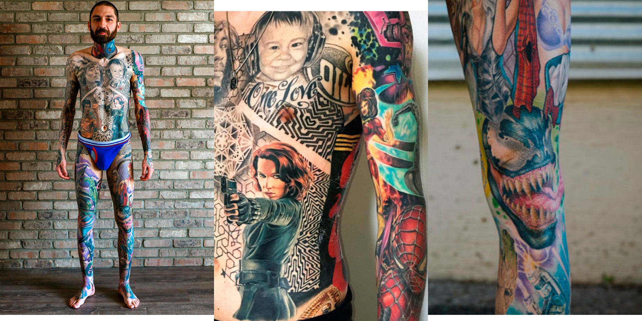 Este tipo tiene tatuados 31 personajes de Marvel, y, claro, ha entrado en el Guinness de los Records
